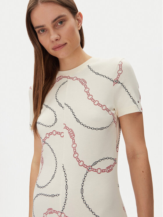Tommy Hilfiger Tommy Hilfiger Rochie de zi Modern F&F Midi Dress WW0WW44547 Alb Regular Fit