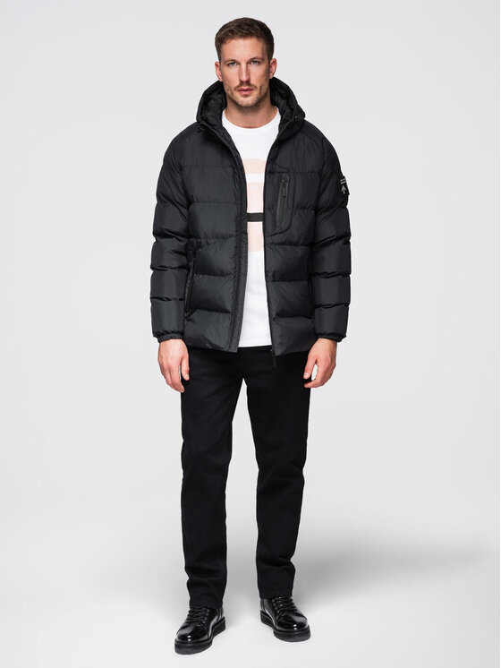 Ombre Ombre Kurtka zimowa OM-JAHP-0302 Czarny Regular Fit