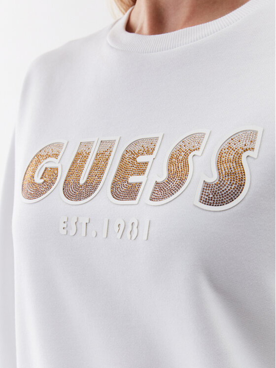 Guess Guess Džemperis ar kapuci W3YQ13 K8802 Balts Relaxed Fit