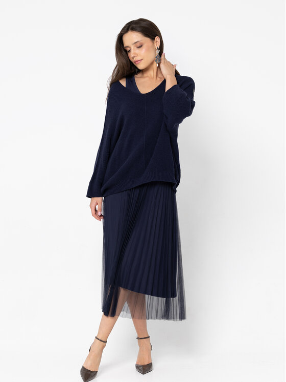 Miss LK Miss LK Sukienka codzienna MISSLKSS Granatowy Loose Fit