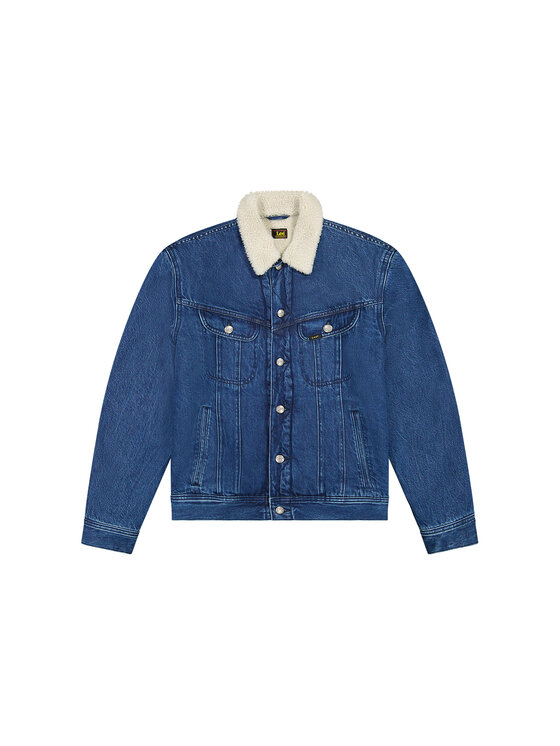 Lee Lee Kurtka jeansowa SHERPA JACKET Niebieski Regular Fit