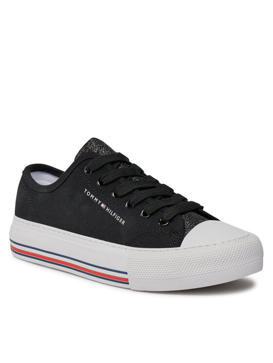 Tommy Hilfiger Tommy Hilfiger Trampki Low Cut Lace-Up Sneaker T3A9-33185-1687 S Czarny