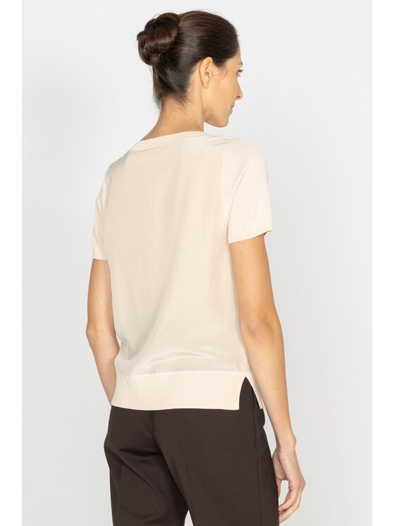 Deni Cler Milano Deni Cler Milano Bluzka T-DC-1276-D5-80-13-1 Kremowy Regular Fit