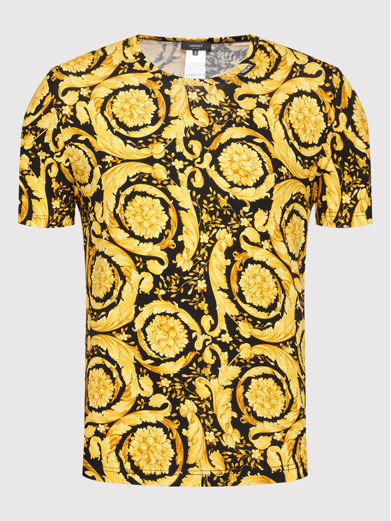 Versace Versace T-shirt Barocco Print 1000959 Žuta Regular Fit
