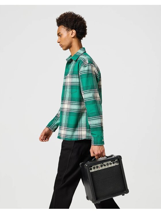 Wrangler Wrangler Koszula Non Frayed Plaid Shirt Zielony Relaxed Fit