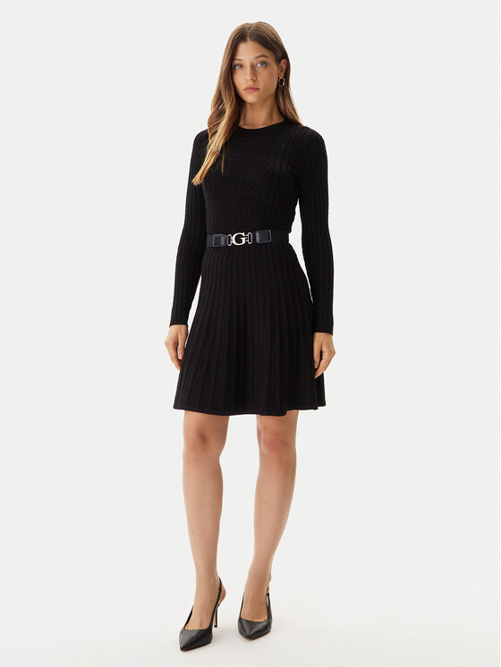 Guess Guess Trikotāžas kleita W5BK68 Z2YJ2 Melns Slim Fit