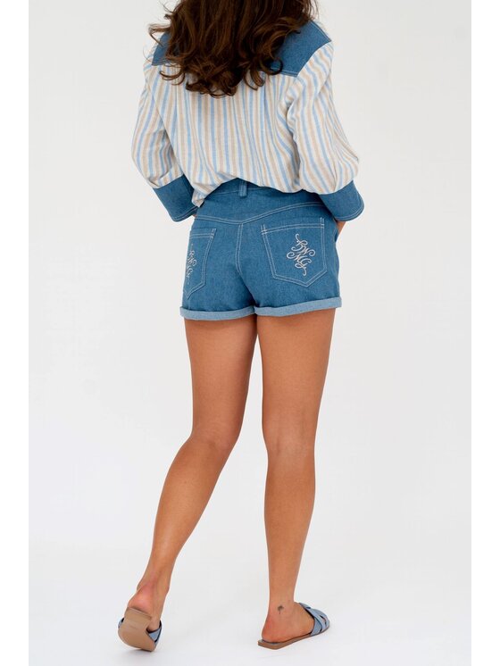 MANDRAGORA MANDRAGORA Pantaloncini di jeans Wild West Blu Flexible Fit