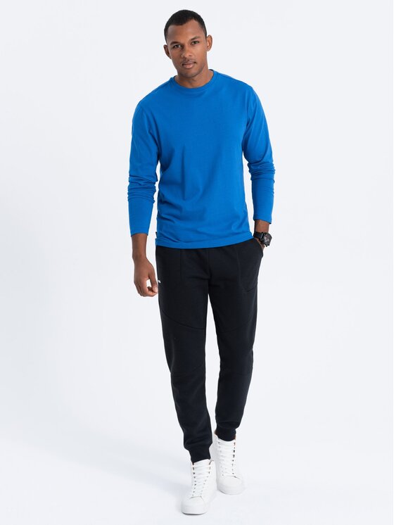Ombre Ombre Longsleeve OM-LSBL-0106 Niebieski Regular Fit