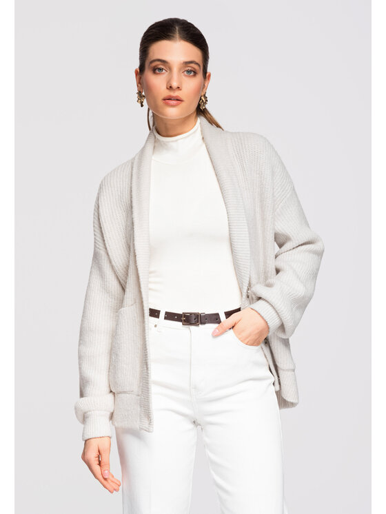 Ombre Ombre Kardigan OW-SWCD-0104 Kremowy Oversize