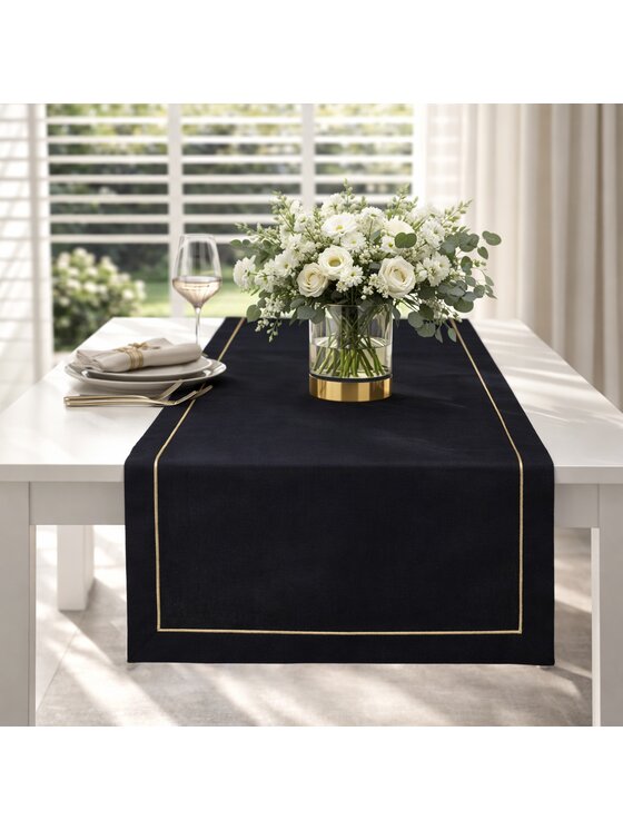 Roseberry Home Roseberry Home Bieżnik Royal Black Goldenline Czarny