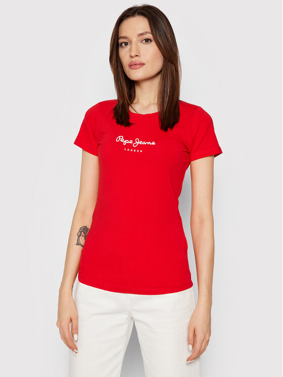 Pepe Jeans Pepe Jeans Tricou New Virginia PL505202 Roșu Slim Fit