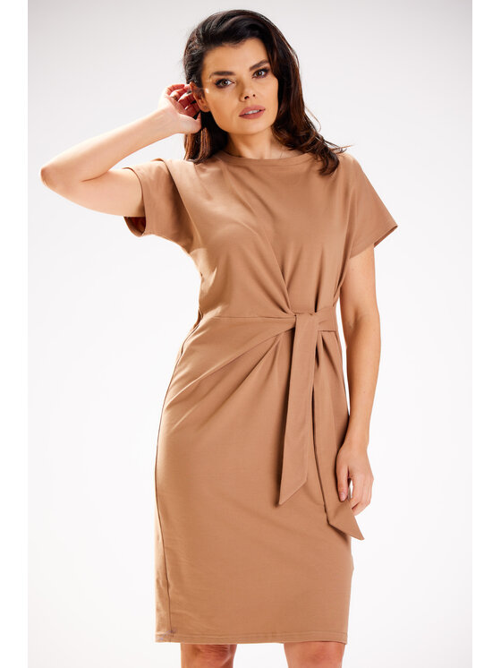 Infinite You Infinite You Sukienka letnia M302 Beżowy Basic Fit