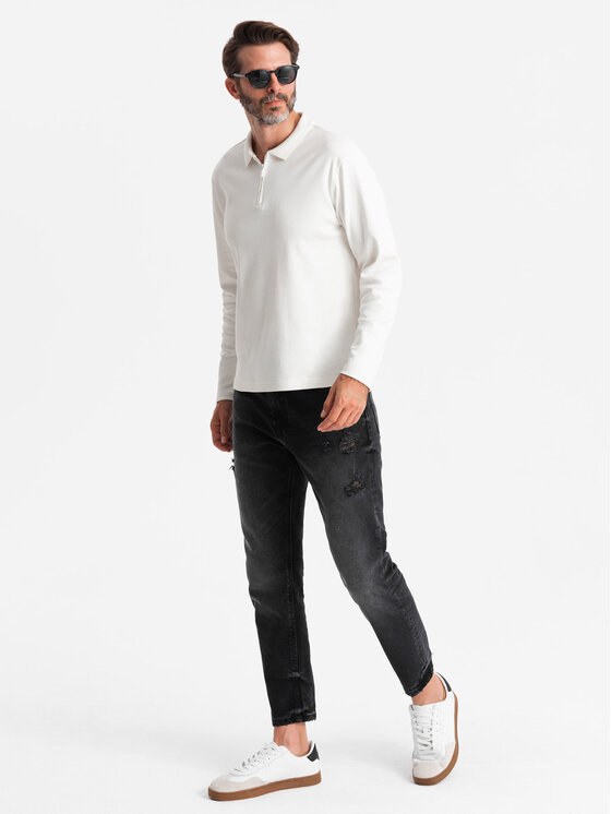 Ombre Ombre Longsleeve OM-POLS-0130 Biały Regular Fit