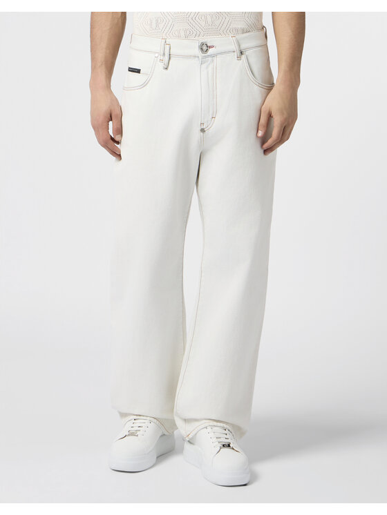 PHILIPP PLEIN PHILIPP PLEIN Jeansy 30582 Bílá Loose Fit