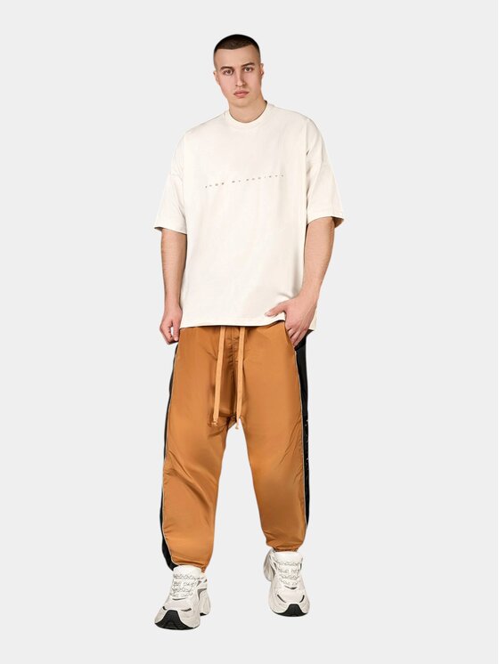 MADE BY SOCIETY MADE BY SOCIETY T-Shirt Tricou Ribbed - T17099 Beżowy Basic Fit