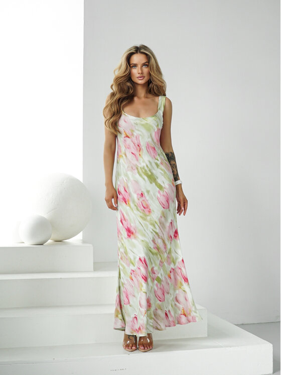 LilaLou LilaLou Sukienka letnia Magdalena Zielony jasny Regular Fit