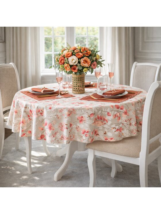 Roseberry Home Roseberry Home Obrus z motywem dzikiej róży Wild Rose Czerwony