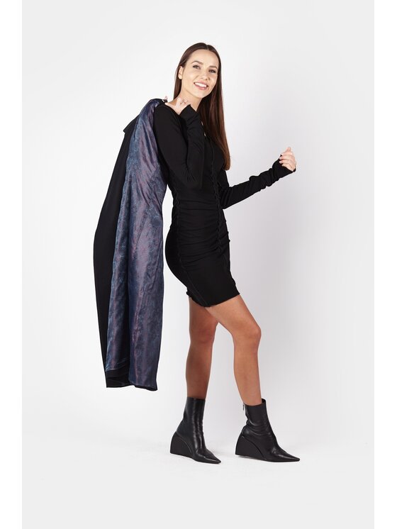 MANDRAGORA MANDRAGORA Cappotto di lana genialny czarny Nero Over Fit