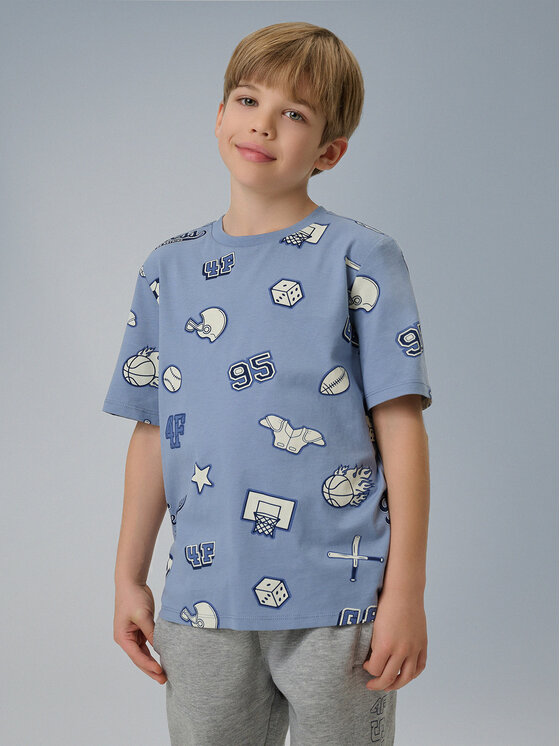 4F 4F T-Shirt CAMPUS VIBES Granatowy Regular Fit