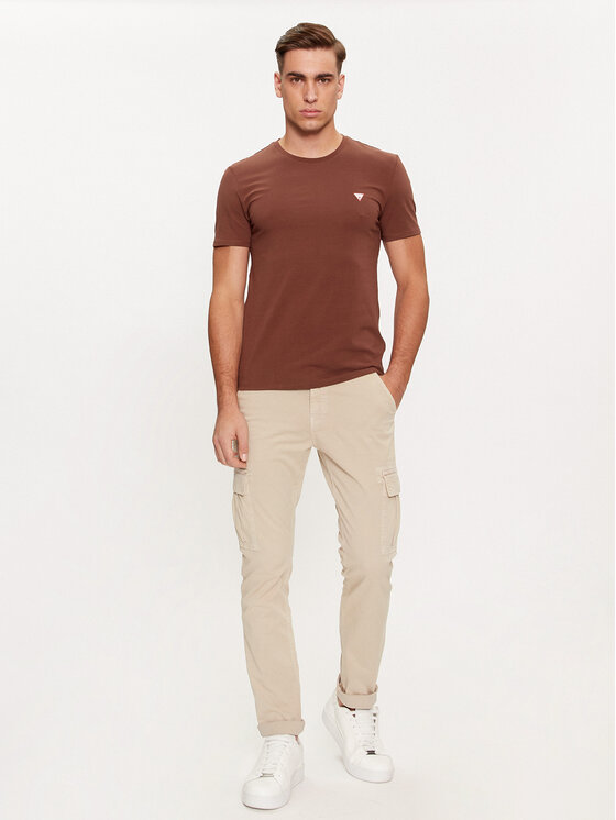 Guess Guess T-krekls M2YI24 J1314 Brūns Slim Fit