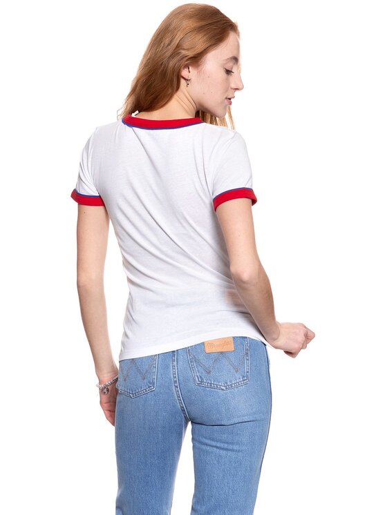 Wrangler Wrangler T-Shirt RINGER TEE Biały Regular Fit
