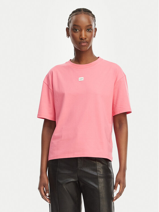 HUGO HUGO Футболка Signature 50556807 Рожевий Regular Fit