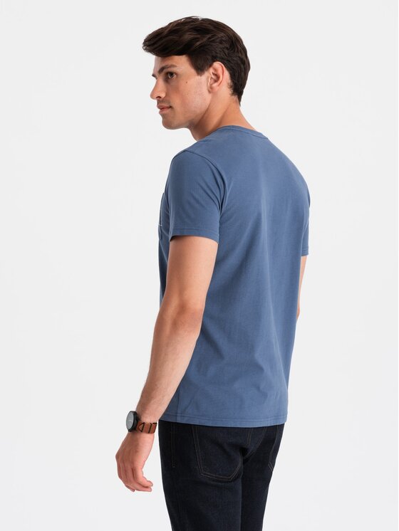 Ombre Ombre T-Shirt OM-TSCT-0108 Tmavomodrá Regular Fit