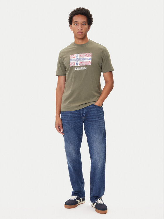 Napapijri Napapijri Marškinėliai S-Drapeau Ss NP0A891K Chaki Regular Fit