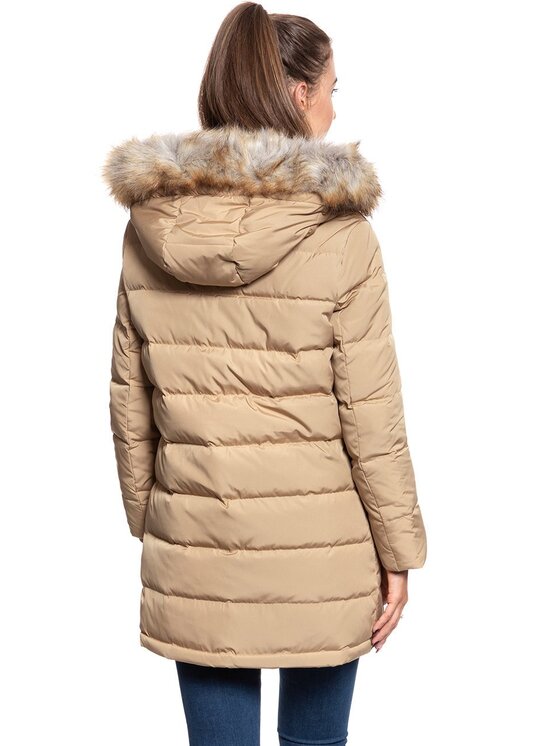 Wrangler Wrangler Kurtka damska LONG PUFFER Beżowy Regular Fit