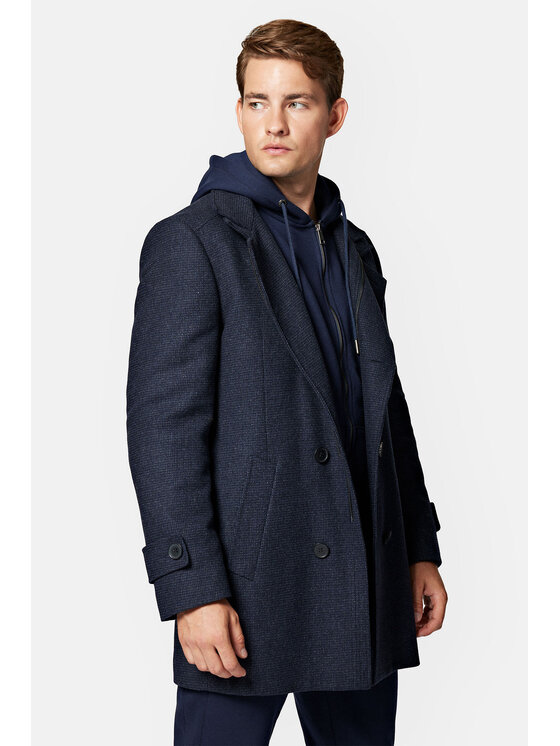 Lancerto Lancerto Płaszcz wełniany Arendal PC073223000010 Granatowy Regular Fit
