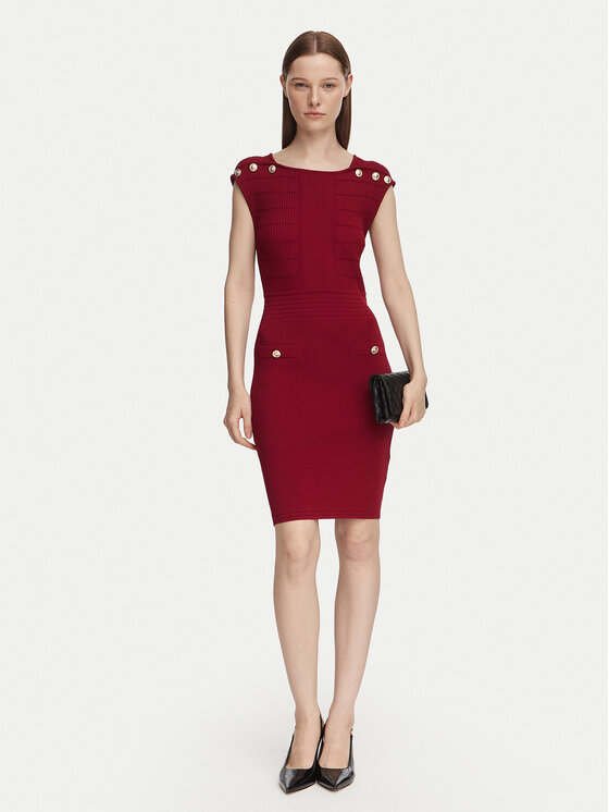 Guess Guess Плетена рокля W6YK34 Z0969 Бордо Slim Fit