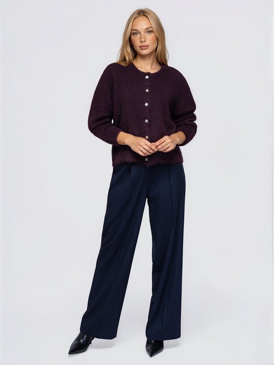 Ombre Ombre Kardigan OW-SW-E0044 Bordowy Relaxed Fit
