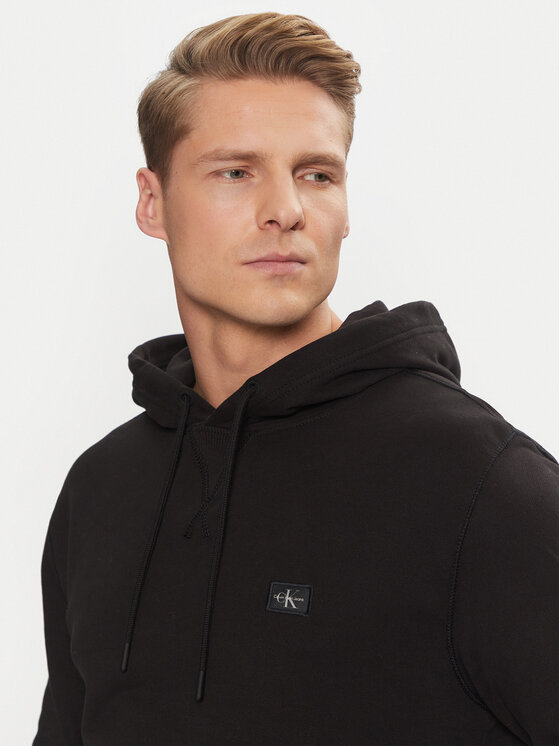 Calvin Klein Jeans Calvin Klein Jeans Majica dugih rukava Woven Label Hoodie J30J327113 Crna Regular Fit
