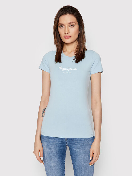 Pepe Jeans Pepe Jeans Tričko New Virgina PL505202 Modrá Slim Fit