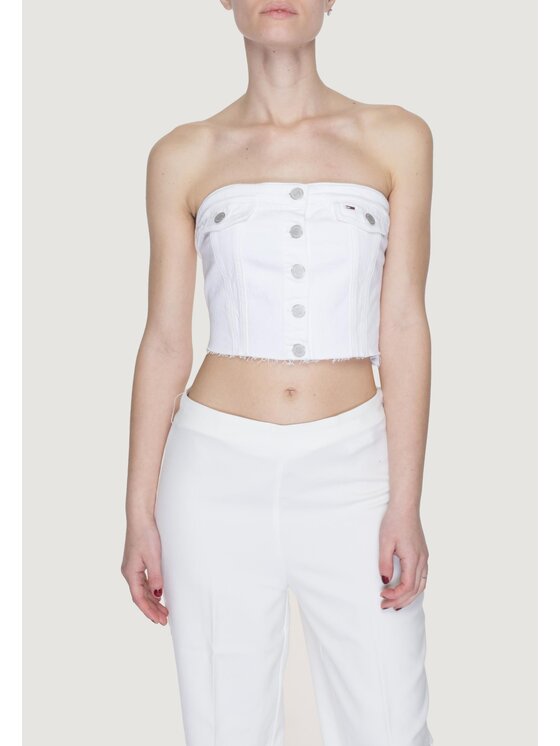 T-Shirt Tommy Jeans, Rozmiar XS, Białe, BUSTIER BH619