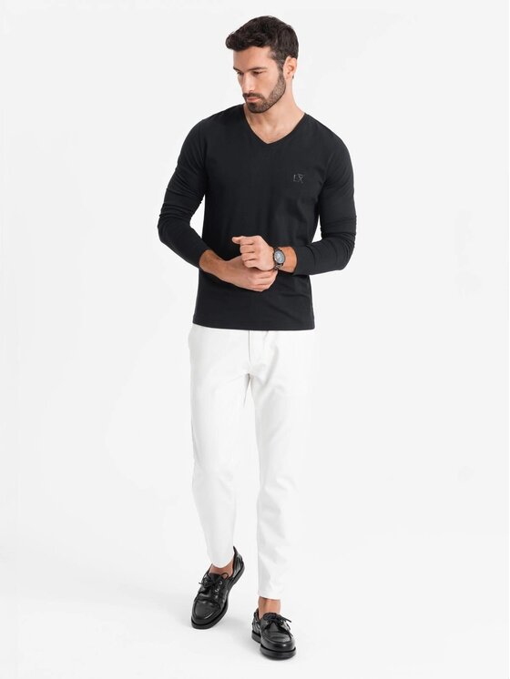 Ombre Ombre Longsleeve OM-LSBC-0123 Czarny Slim Fit
