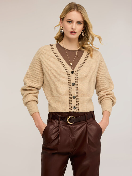 Motivi Motivi Sweter M000W003667N002 Kremowy Regular Fit