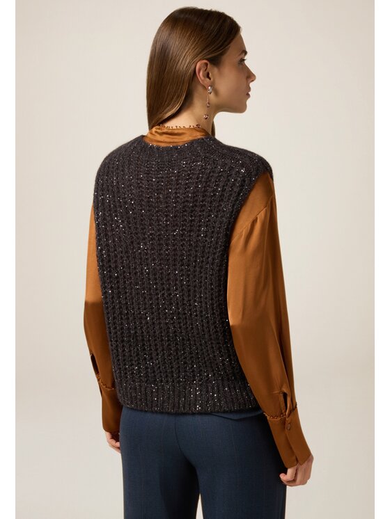 Oltre Oltre Sweter M149E002157N023 Szary Regular Fit