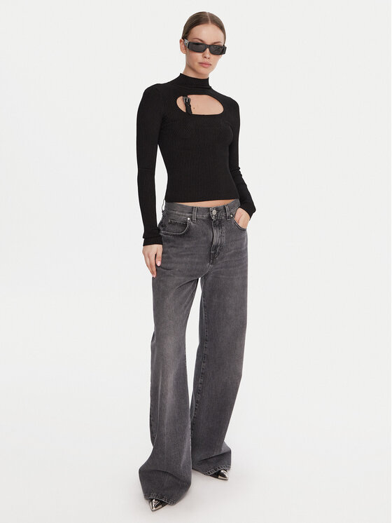 Versace Jeans Couture Versace Jeans Couture Bluză cu gât 79HAFM16 CMH23 Negru Slim Fit