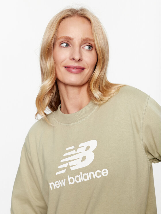 New Balance New Balance Μπλούζα Essentials Stacked Logo French Terry Crewneck WT31532 Πράσινο Regular Fit