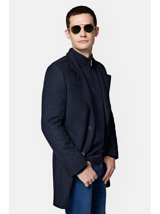 Lancerto Męski Płaszcz wełniany, rozmiar 182.54, Granatowy, Brekstad PC073223000012