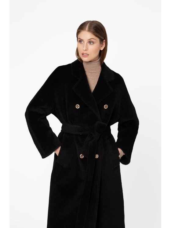 GIODORO GIODORO Μάλλινο παλτό L Μαύρο Straight Fit