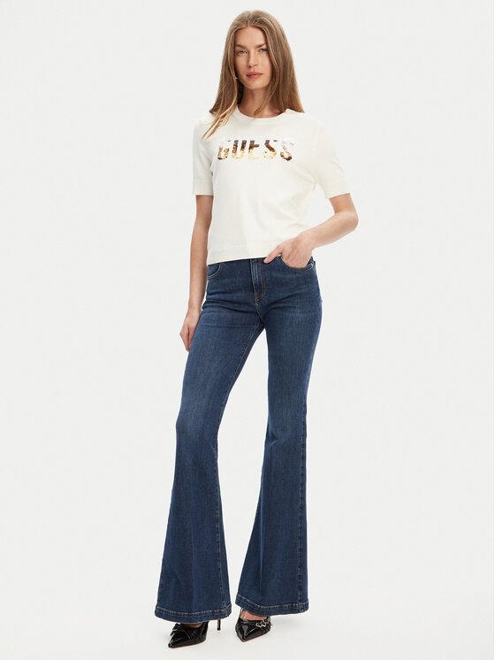 Guess Guess Pullover W5YR25 Z2NQ2 Écru Regular Fit