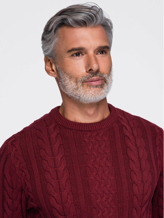 Ombre Ombre Svetr OM-SWSW-0191 Bordó Regular Fit