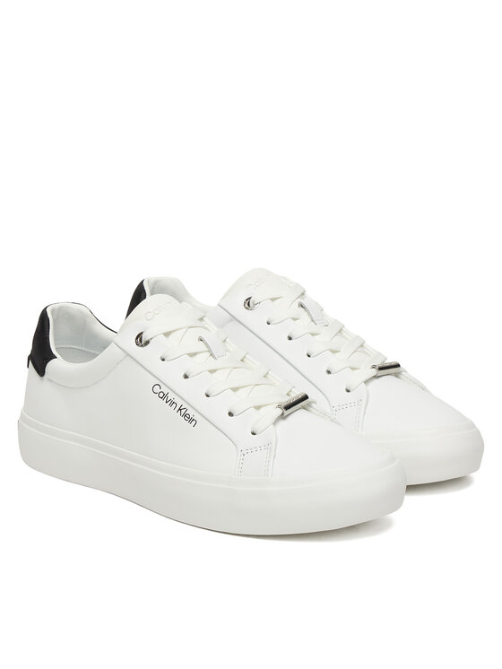 Calvin Klein Calvin Klein Sneakersy Vulc Lace Up Lth/Moire Bt HW0HW02747 Biela