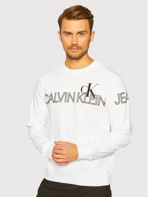 Calvin Klein Jeans Felpa Outline Logo J30J316521 Bianco Regular Fit •  Modivo.it