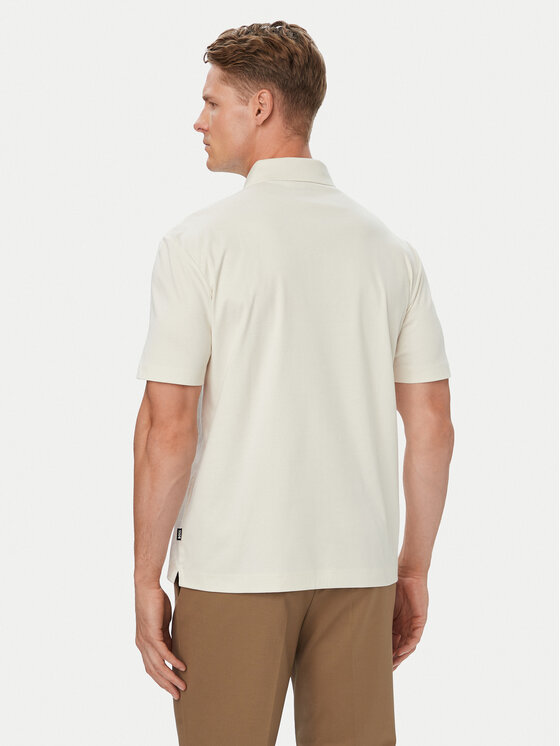 BOSS BOSS Тениска с яка и копчета C-Parris 01 50555829 Кремав Regular Fit