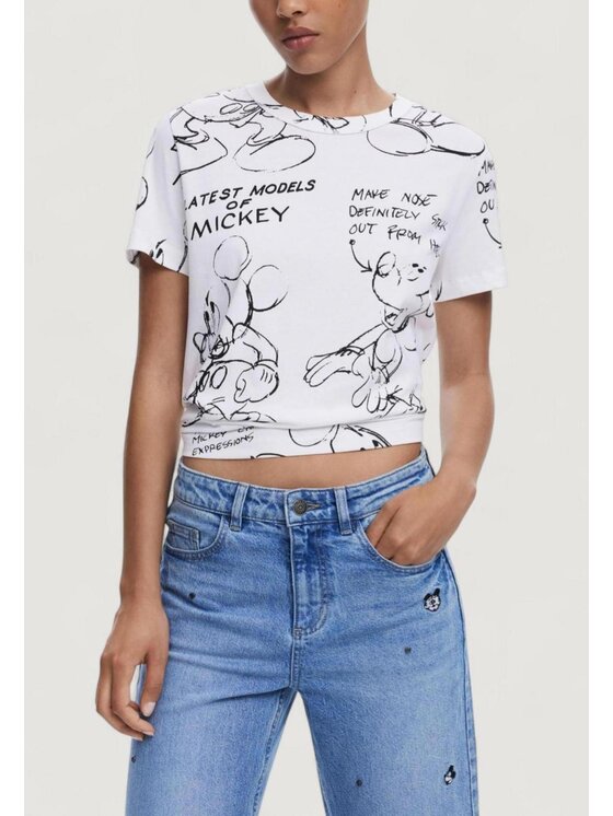 Desigual Desigual T-Shirt TS_MICKEY SKETCH Λευκό Casual Fit