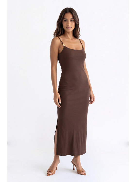 FIGL FIGL Sukienka letnia M1199 Brązowy Fitted Fit