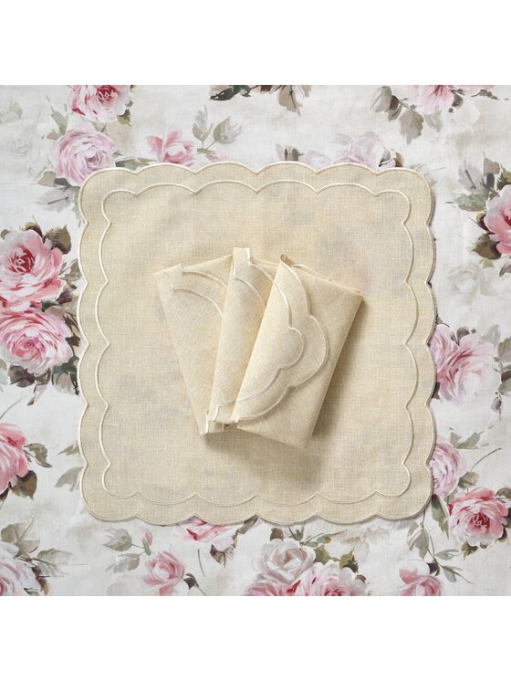 Roseberry Home Roseberry Home Serwetki haftowane Beige Petali Beżowy